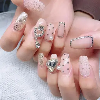 ネイル 渋谷／チップ長さ出し 👑アプレgel-xのネイルデザイン