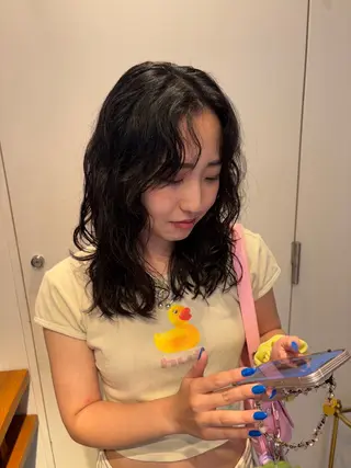 ミディアム パーマ 韓国レイヤー/透明感 カラー/RIN🎀のヘアスタイル