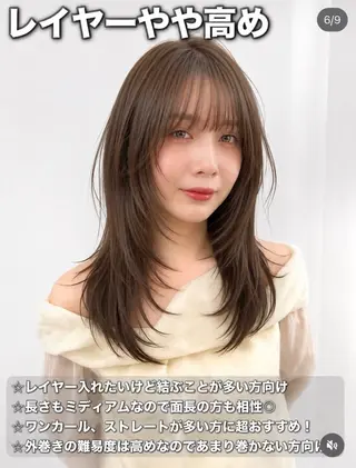 ロング カラー 盛れる顔周り✨韓国 レイヤーkanatoのヘアスタイル