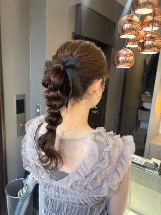 セミロング ブリーチなしWカラー ヘアセット菜希のヘアスタイル