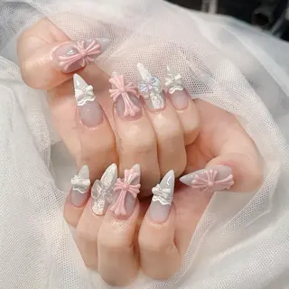 ロング カラー 波 なみのネイルデザイン