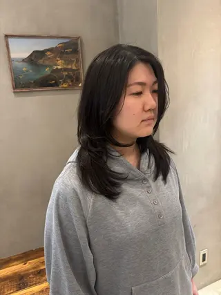 セミロング 新宿/顔周りカット +レイヤー=しずく♩のヘアスタイル