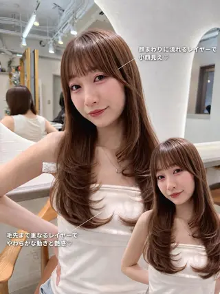 ロング 𝜗𝜚ブリーチ /レイヤー𝜗𝜚のヘアスタイル
