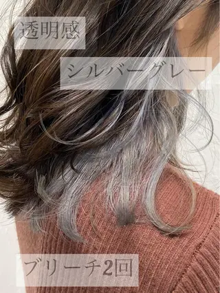 セミロング カラー 脱!黒髪 ダブルカラー【上野】のヘアスタイル