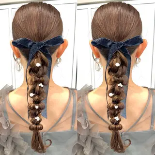 ロング ヘアアレンジ ヘアメ🎀ハイトーン 🩵エクステ🪄しほのヘアスタイル