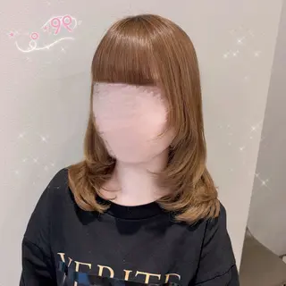ミディアム カラー 顔周り/ガーリー /ヘアメ/あつはのヘアスタイル