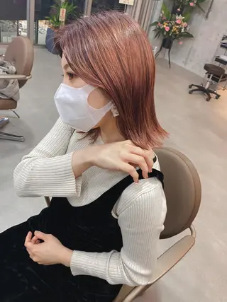 ミディアム カラー ヘアアレンジ 美髪矯正 韓国レイヤーのヘアスタイル