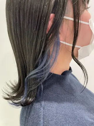 セミロング カラー パーマ ヘアアレンジ ネイル マツエク・マツパ 韓国風ベージュ🤎 赤みなし🌿横浜🤎のヘアスタイル