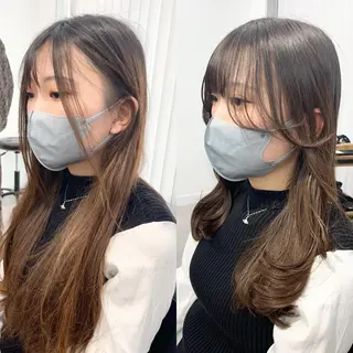 ロング カラー パーマ ヘアアレンジ メンズ キッズ ネイル マツエク・マツパ アイブロウ 似合せレイヤー/ 柔らか透明感カラーのヘアスタイル