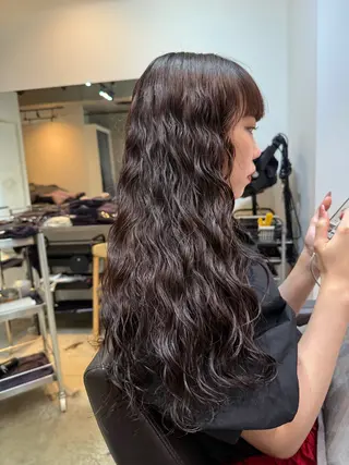 ロング 🇺🇸朝5分で簡単 海外風パーマ🇺🇸のヘアスタイル