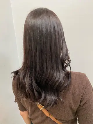 セミロング カラー ヘアアレンジ 韓国風ベージュ🤎 赤みなし🌿横浜🤎のヘアスタイル