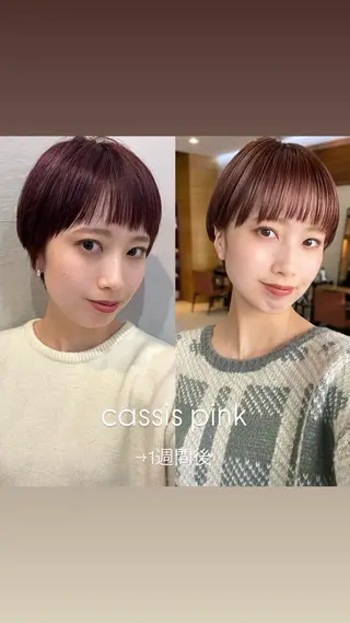 ショート カラー 顔まわり🥨レイヤー /透明感/水口舞奈のヘアスタイル