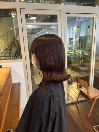 ミディアム カラー くいた あやなのヘアスタイル