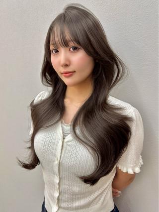 セミロング カラー レイヤー/顔まわり/ 髪質改善パーマ/川合のヘアスタイル