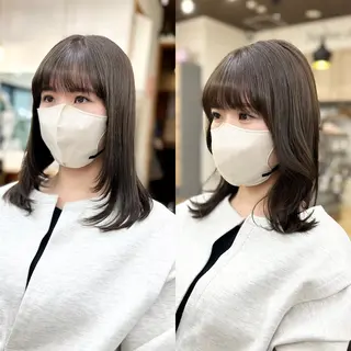 ミディアム カラー パーマ ヘアアレンジ メンズ キッズ ネイル マツエク・マツパ アイブロウ 似合せレイヤー/ 柔らか透明感カラーのヘアスタイル