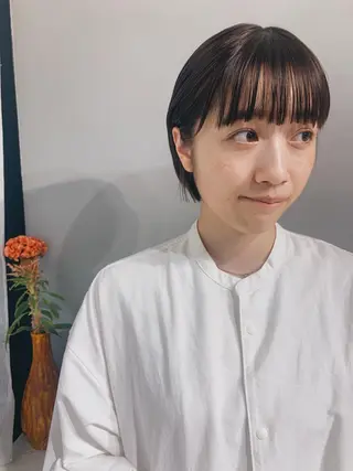 ショート カラー ヘアアレンジ ボブパーマコテ巻き風 パーマNo1深江秀平のヘアスタイル