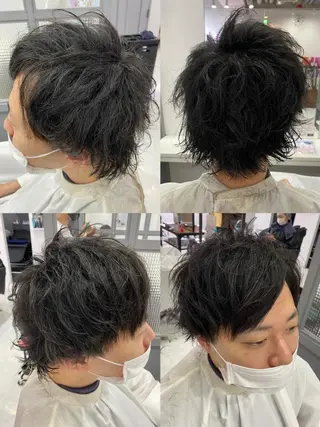 ショート カラー パーマ ヘアアレンジ メンズ 🔥メンズパーマ 特化 渡辺一翔のヘアスタイル