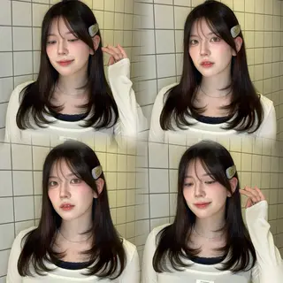 ロング カラー ヘアアレンジ 韓国ヘア/ワンホン ヘア/Rumiのヘアスタイル