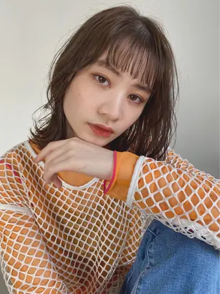 ミディアム カラー パーマ CEINEOUR 三軒茶屋のヘアスタイル