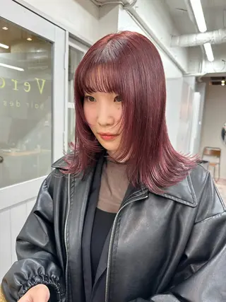 セミロング カラー レイヤー暖色カラー 池袋Yamamotoのヘアスタイル