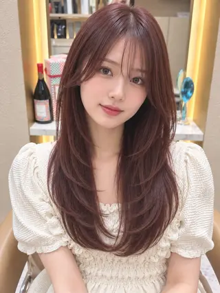 ロング カラー 韓国風ヘア✻透明感 カラー✻yukaのヘアスタイル