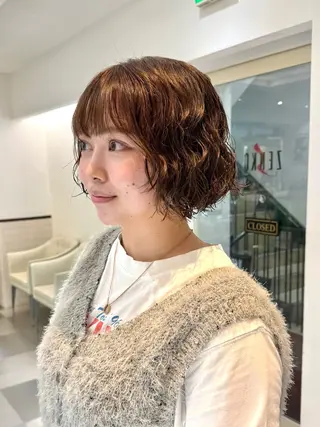 ショート パーマ 🌀デジタルパーマ ボブ　萩原　龍のヘアスタイル