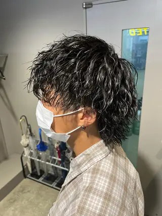 ミディアム パーマ メンズ 横浜駅メンズパーマ師 🌀岩﨑弘成🌀のヘアスタイル