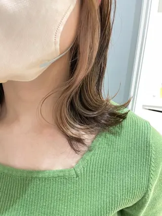 ミディアム カラー 💎小顔前髪&髪質 改善カラー💎片桐のヘアスタイル
