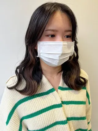 セミロング カラー パーマ 🫧透明感/ツヤ髪/ ベージュ いちご🍓のヘアスタイル
