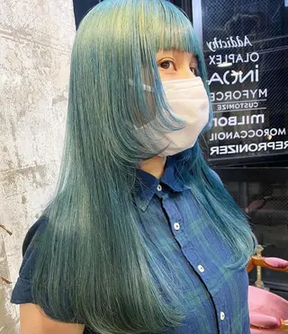 ロング カラー ヘアアレンジ 福岡似合わせレイヤー /ウルフ/ハイトーンのヘアスタイル