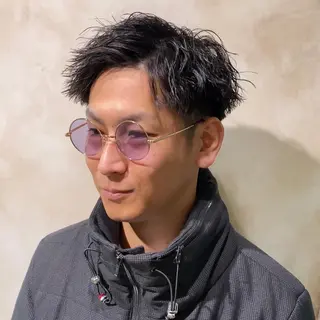 ショート パーマ メンズ ナツハラ サトシのヘアスタイル