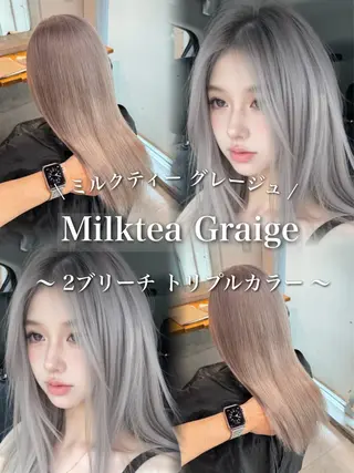 セミロング ✨ツヤ髪ハイトーン✨ しげきのヘアスタイル