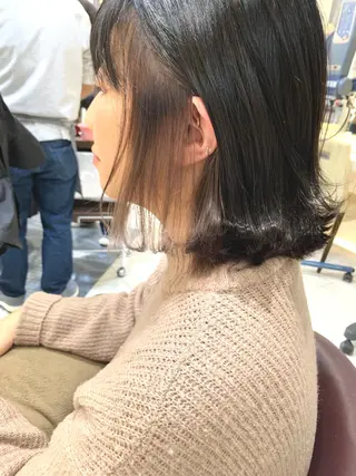 カラー 黒田瀬奈/ボブ まろやかベージュのヘアスタイル