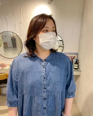 ミディアム パーマ レイヤーカットのプロ 大人ヘア宮森貴志のヘアスタイル