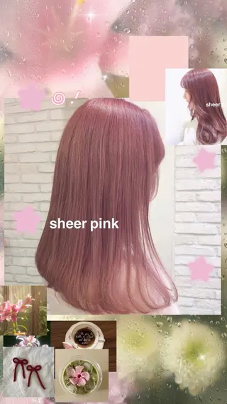 セミロング SHION🍒ྀི/ ヘアメ/ピンクカラーのヘアスタイル