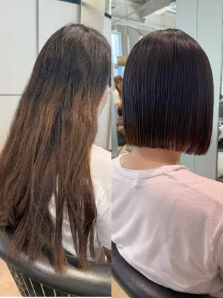 ミディアム 須藤　優真 切りっぱなしボブのヘアスタイル