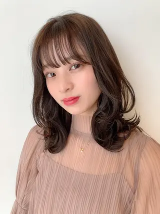 ミディアム カラー 透明感カラー✂︎ /縮毛矯正/YUKAのヘアスタイル
