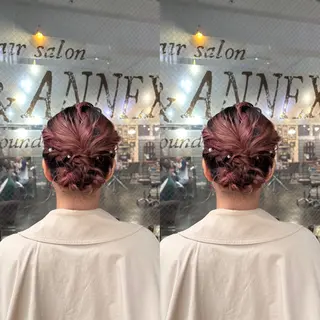ミディアム ヘアアレンジ 💎ハイトーン/艶 カラー モエカ💎のヘアスタイル
