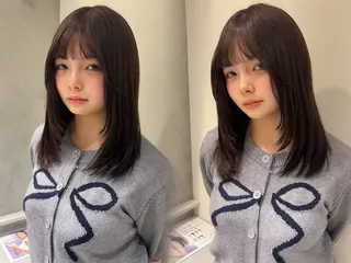 セミロング カラー ayaka🫧 梅田ダブルカラーのヘアスタイル