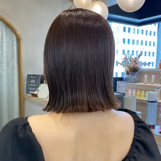 ショート カラー レイヤーボブ縮毛矯正 韓国RINAのヘアスタイル