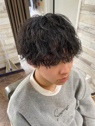ショート パーマ HRK 1st.メンズサロンのヘアスタイル