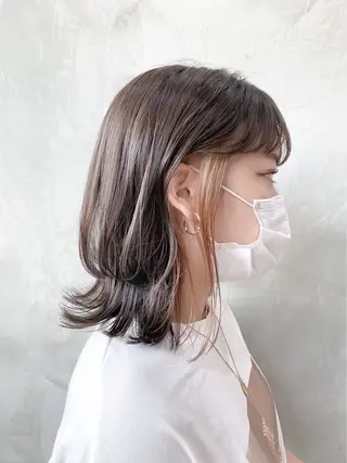 セミロング 新宿/顔周りカット +レイヤー=しずく♩のヘアスタイル