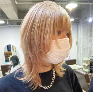 セミロング カラー ヘアアレンジ 福岡似合わせレイヤー /ウルフ/ハイトーンのヘアスタイル