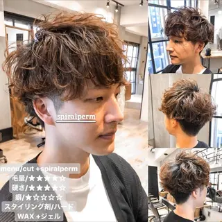 メンズ ミディアム パーマ メンズ特化 TAKE高崎のヘアスタイル