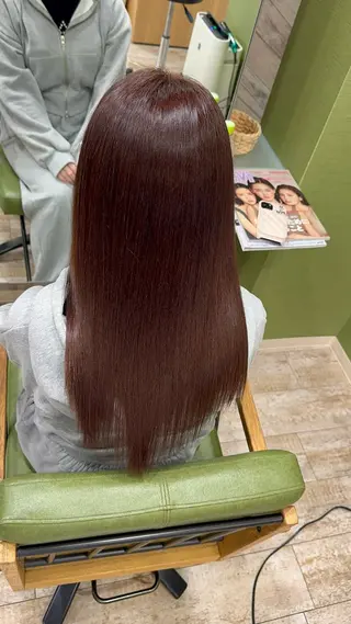 ロング ブリーチ縮毛矯正 あすまのヘアスタイル