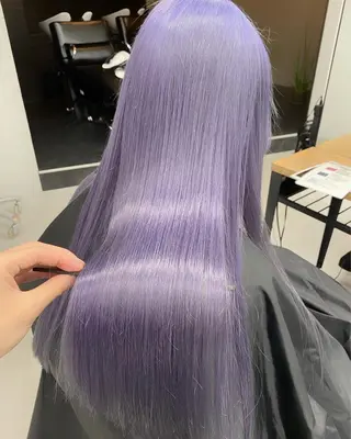 セミロング カラー ヘアアレンジ ブリーチダブルカラー 元町三宮/三ノ宮のヘアスタイル