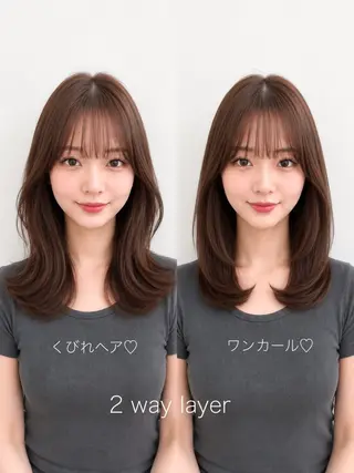 セミロング 顔周り/くびれヘア 韓国ヘア💕風間るなのヘアスタイル