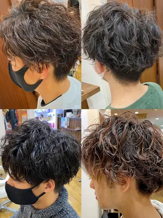 ショート パーマ メンズ 原田 涼矢のヘアスタイル