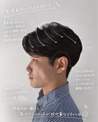 ミディアム パーマ メンズ 【毛流れヘア】 人気No.1/ユウキのヘアスタイル