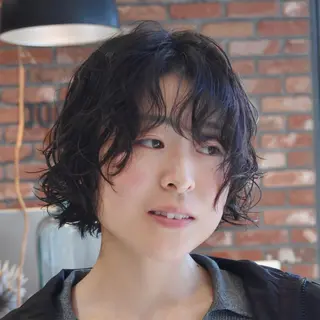 ショート カラー パーマ デジタルパーマ🌀レ イヤー🍃かんたまるのヘアスタイル